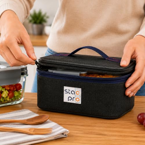Image of 1 Large Lunch Box Combo with Insulated Lunch Bag | Leakproof Borosilicate Tiffin Container with Silicon Gasket and Sleeves | Perfect for Office Lunch, School & Travel (Forest Green)