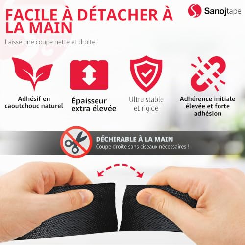 Sanojtape Ruban Adhésif Toilé Americain Noir 50mm x 50m Gaffer Duct Tape Étanche Extra Fort pour Réparations Fixation Regroupement Intérieur et Extérieur – vue 3