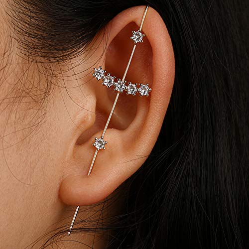 Ear Wrap Crawler Hook Earrings For Women Gold Piercing Ear Climbers Hook Silver Cuff Earring Gifts For Teen Girls #TOP4