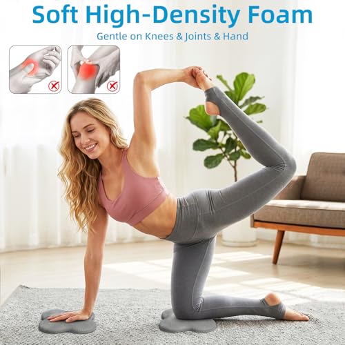 Image of Yoga Knee Pads Set of 2 - Extra Soft Non-Slip Yoga Knee Pad Cushion for Knees Elbows Wrists - Pilates & Workout Knee Pads for Floor Exercises, Kneeling, Stretching, Fitness, Gray
