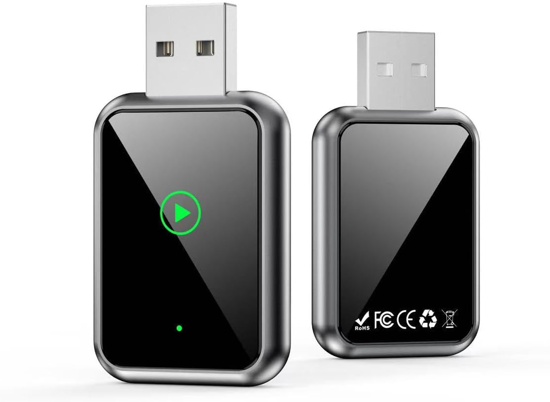 Wireless CarPlay Adapter for Apple iPhone, Plug & Play USB-A/Type-C Port
