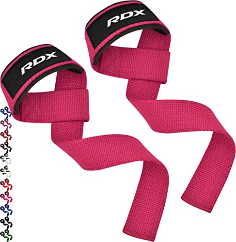 RDX Lifting Straps for Weightlifting 100% Cotton Heavy Duty Gym Wrist Strap with 5MM Neoprene Padding 60CM Anti-Slip Hand Grip Wraps for Deadlifts Powerlifting Workouts Strength Training Men Women