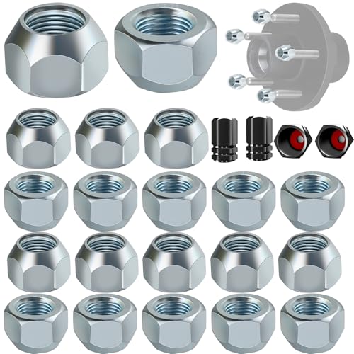 20pcs 1/2'-20 Trailer Lug Nuts with 4pcs Tire Valve...