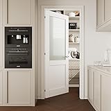 32''x80'' Half Frosted Glass Interior Slab Shaker, Pre-Assembled Panel for Barn Doors, Pocket Doors, French Doors; Ideal for Pantry, Bedroom, Closet, Laundry & Bathroom – Primed White Finish