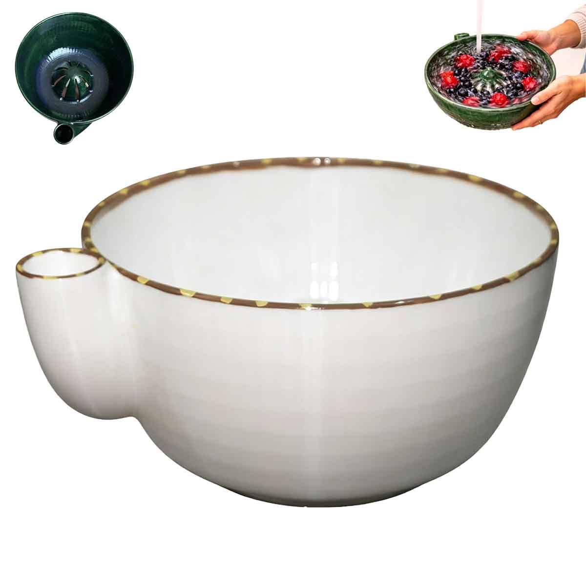Ciotole Per Lavare Bacche Autorotante,Cesto Per Lavare Frutta A Stampato In 3d Con Fori Scarico,Pulizia A 360° E Lavaggio Rapido,Per Fragole,Mirtilli E Piccoli Frutt (bianco)