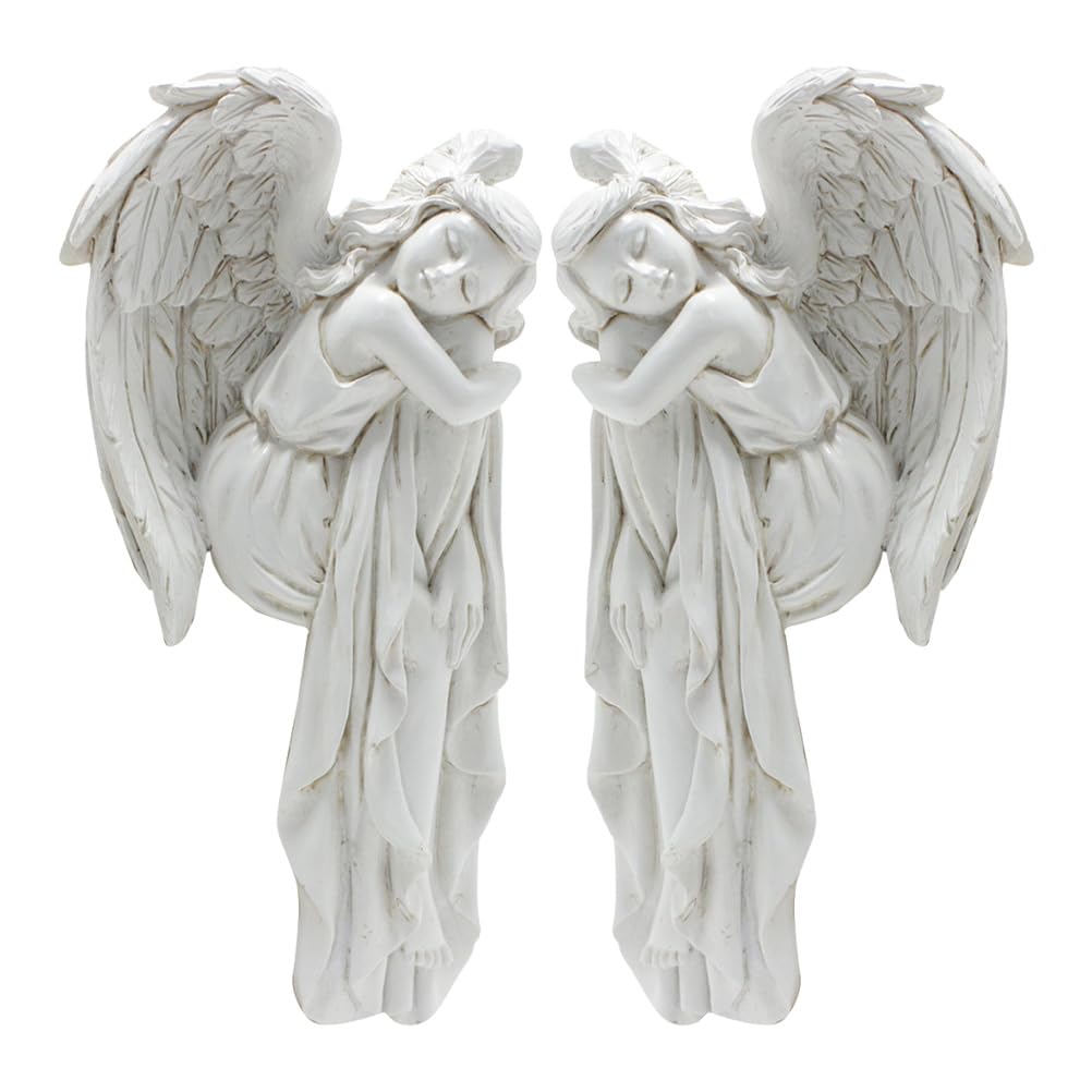 Decorazione da Porta in Resina 2 Pezzi Angeli Dormienti Bianco per Cornici, Statuette Classiche per Decorazione Casa e Finestra