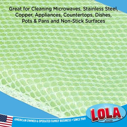 Image of LOLA Nylon Netting Sponge Cleaning Scrubber Pad, 2 Pack, Non Scratch, Safe on Non-Stick Surfaces Coated Cookware & Dishes - Gentle Effective Cleaning
