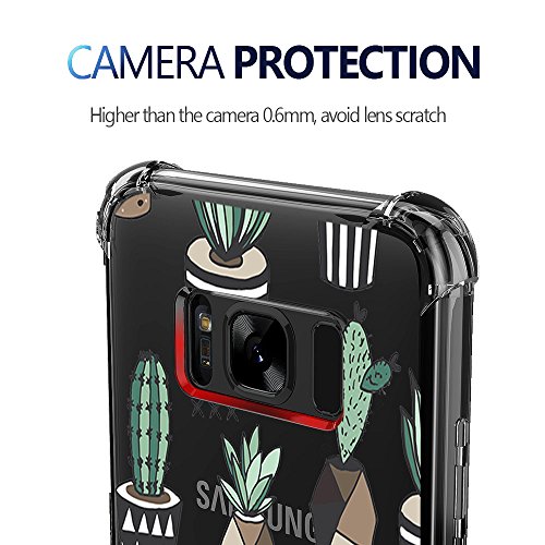 Galaxy S8 Case, Kiomy Crystal Clear Case With Design Cactus Floral Pattern Print Bumper Protective Shockproof Case For Samsung Galaxy S8 Flexible Soft Gel Tpu Silicone Flowers Transparent Cover #TOP2