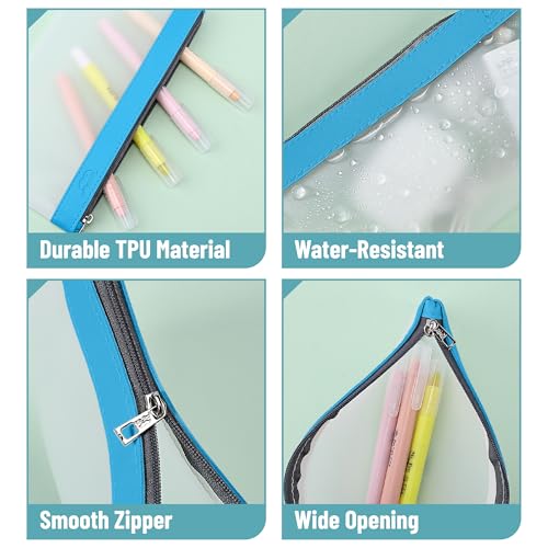 Image of Mr. Pen- Clear Pencil Pouch, 8.50 inchx4.25 inch, 3 Pack, Durable TPU Material | Medium Water-Resistant Pencil Bags with Smooth Zipper, Multipurpose Clear Pouch for Stationery, School, Office