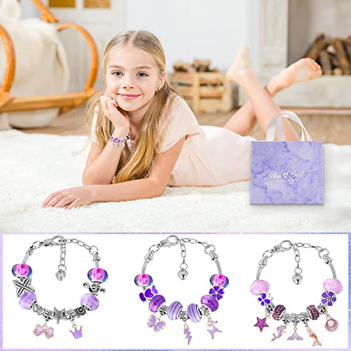 Diy Charm Bracelet Beads Jewelry Making Kit For Girls With Adjustable Silver Plated Necklaces, Cute Jewelry Bangles, Craft, Pretty Gifts For Kids #TOP3