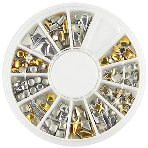 Punk Rivet Nail Tips Golden Silver Metal Nail Art Tips Fashion Metallic Studs Stickers