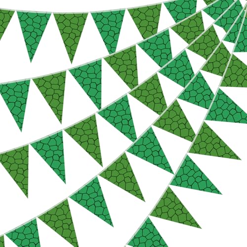 Image of Tiamon 5 Pcs Green Turtle Birthday Pennant Banner Decoration 49.2 Ft