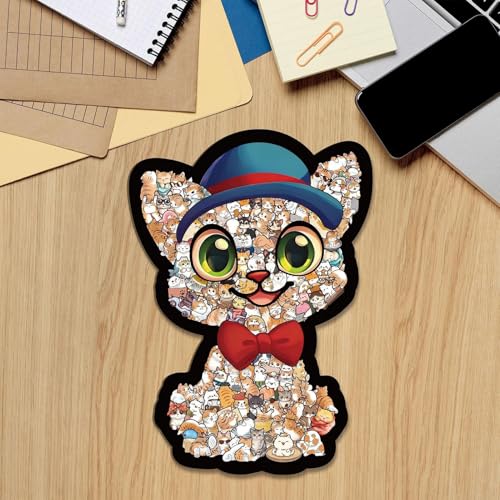 Puzles de gato para adultos y juego de madera colorido en forma de animal para toda la familia 3
