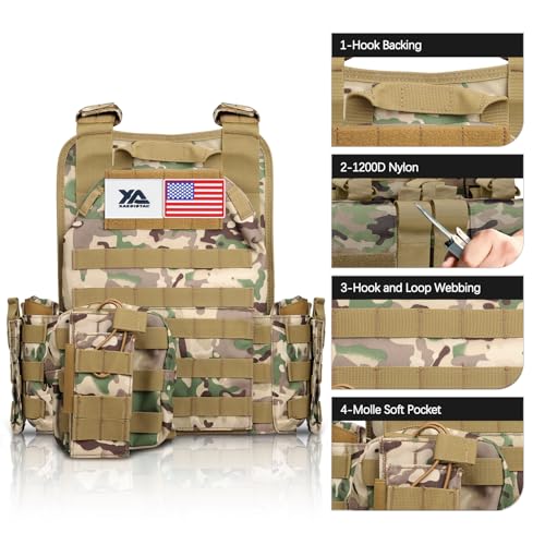 Image of xaegistac Tactical Vest One Click Quick Release Tactical Vest | Adjustable Modular Design for Outdoor, Hunting, Shooting and Security