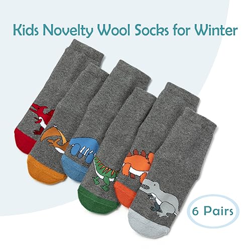 Moon Tree Boys Wool Socks Kids Warm Socks Winter Thermal Crew Socks 6 Pack2