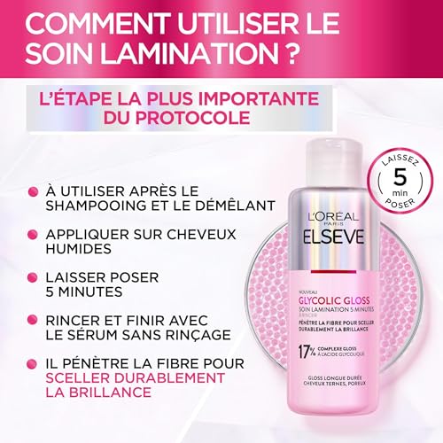 L'Oréal Paris - Laminierungspflege 5 Minuten - Haarmaske für dunkles Haar - Mangel an Glanz - Glykolsäure - Haarpflegeprotokoll - Elseve… – Ansicht 6
