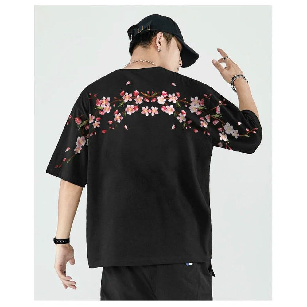 SLJYM Maglietta da uomo donna con fiore allentato casual maglietta estiva in cotone hip hop t-shirt top manica corta maschio Harajuku