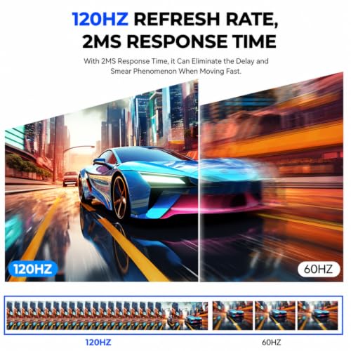 Image of 23.8 inch Gaming Portable Monitor with AMD FreeSync Tech, 120Hz FHD 1080P IPS, 1500:1 Contrast, 300 Nits, USB-C HDMI, VESA Mount, for MacBook /Laptop /PC