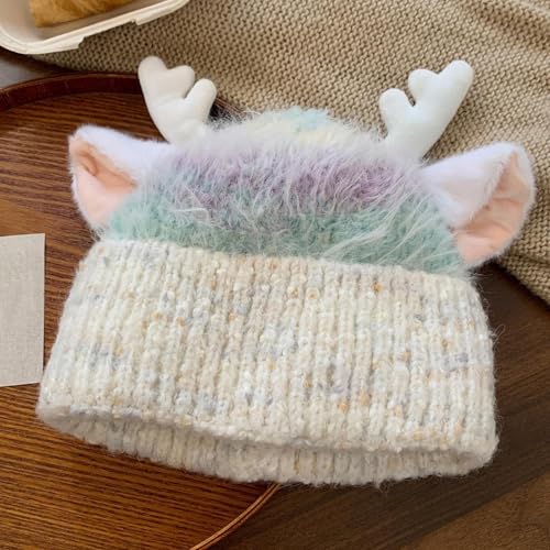 Gorro de punto con cuernos para Halloween y Navidad en invierno 3