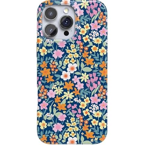 Casely iPhone 16 Pro Case | Full Bloom | Navy Floral | Classic Ultra Slim Case Design | Compatible with MagSafe Cover