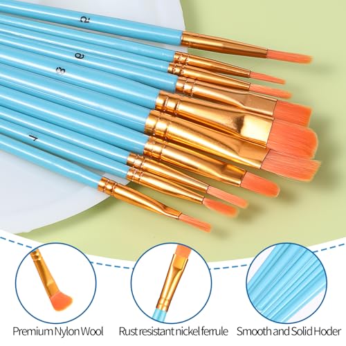 KALIONE 72 Piezas Set Profesional de Pinceles y Paletas para Pintura, Brochas Redondas Sintéticas con Mango de Madera, Pintura al Óleo, Acuarela y Acrílico miniatura 7