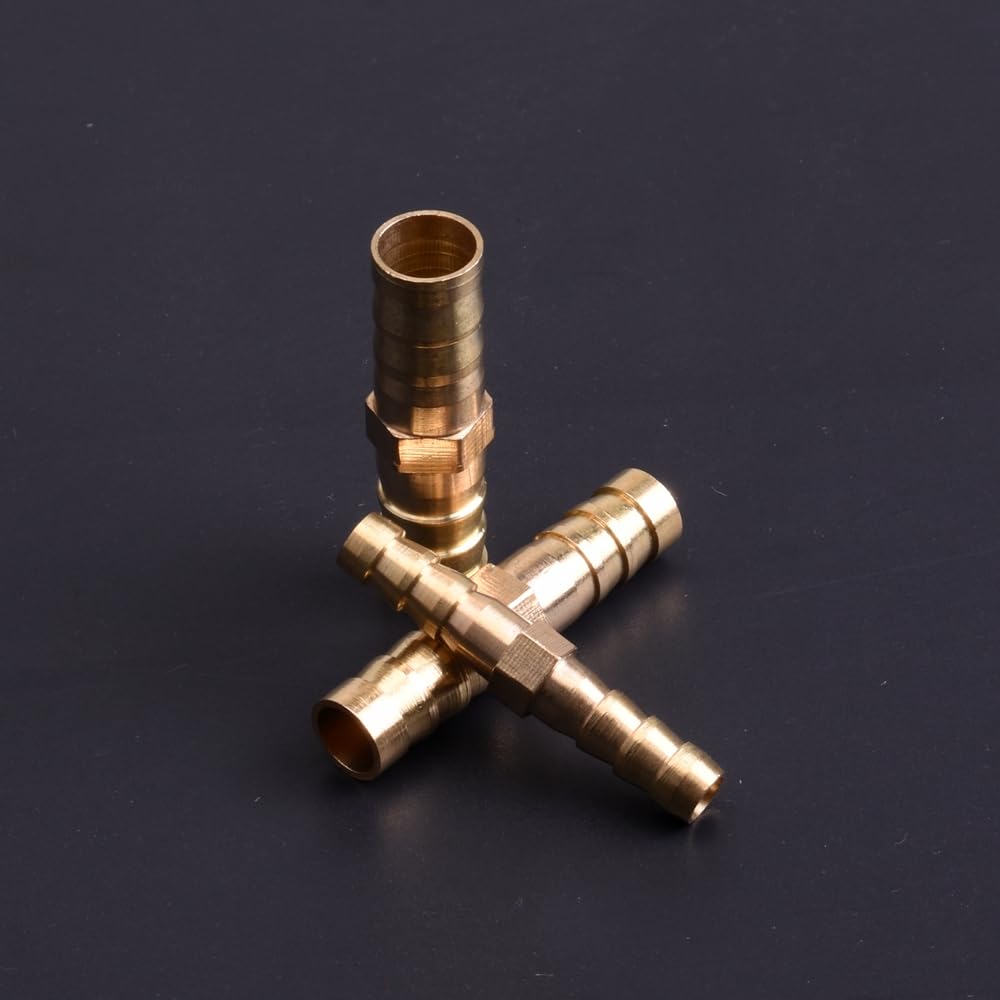 Brass Straight Hose Pipe Fitting Equal Barb 3mm 4mm 5mm 6mm 8mm 10mm 16mm 19mm 25mm Gas Copper Barbed Coupler Connector Adapter NWPNLXEA(One Size,16-14mm)