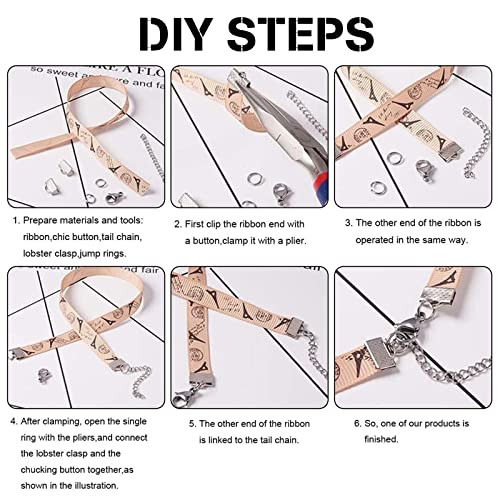 Pinces à sertir pour ruban avec boucle en acier inoxydable pour fabrication bijoux DIY