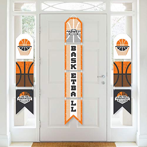 Big Dot of Happiness Basketball - Let the Madness Begin - Hanging Vertical Paper Door Banners - College Basketball Party Wall Decoration Kit - Indoor Door Decor