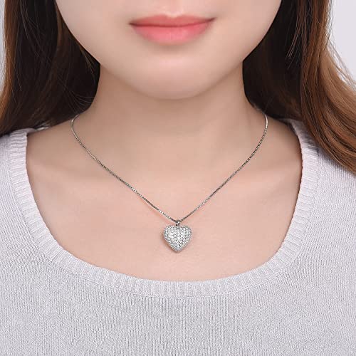 Acjfa Sterling Silver Urn Pendant Jewelry Cz Heart Cremation Necklace For Ashes Keepsake Memorial Jewelry For Women- Forever In My Heart(White) #TOP4