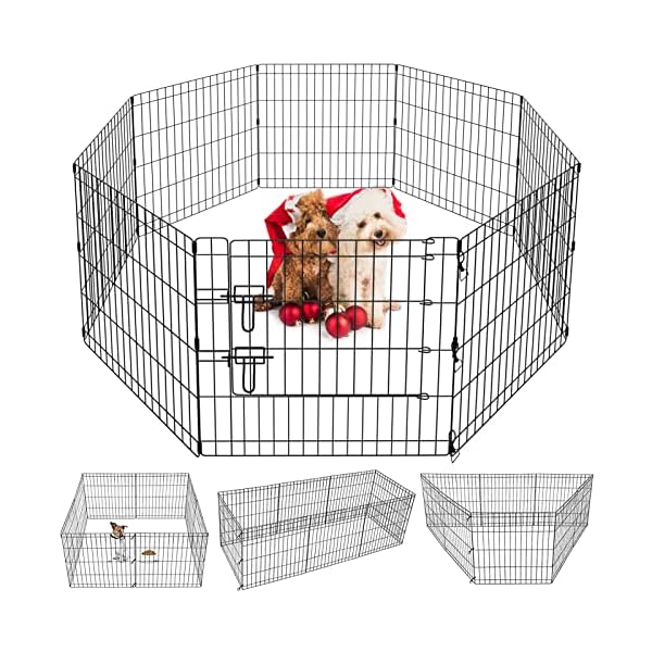 Puppy-Pet-Playpen-8-Panel-24-Inch-Indoor-Outdoor-Metal-Portable-Folding-Animal-Exercise-Dog-Fence-Ideal-for-Pet-Animals-Dog-Cat-Rabbit-Breed-Puppy Sturdy Dog Fence