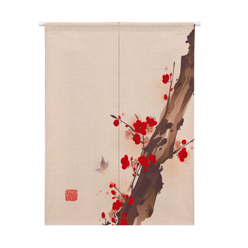 Oduo – Rideau De Porte Japonais Noren – Tissu Coton Et Lin – Style Chinois – 85x120 Cm (Rouge)