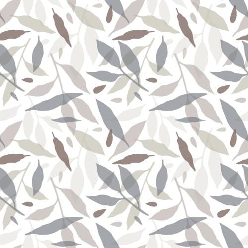Image of LORETO - A QUALITY LINEN BRAND 210 TC 100% Pure Cotton Double /Queen Fitted Bedsheet with 2 Pillow Covers for 78 x 60 Inch Mattress, All-Around Elastic, 8 Inch Deep Pocket, Grey Leaf Whisper