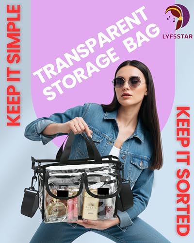 Image of LYF5STAR Transparent Makeup Organizer Handbag | Clear Cosmetic Bag for Travel & Home | Waterproof Toiletry & Under Garments Pouch | Lightweight Handy Storage Case | 32x22x10 CM | Pack of 1