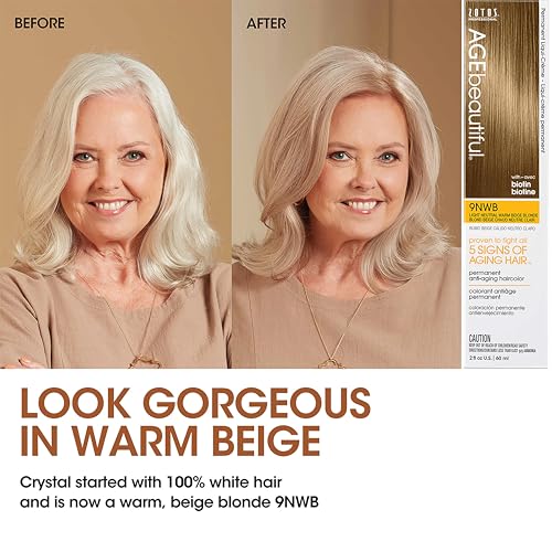 Image of AGE beautiful Permanent Hair Color Cream, Warm & Rich Shades, 100% Gray Coverage Hair Dye with Biotin Anti-Aging Formula for Fuller, Thicker Hair, Professional Salon Quality