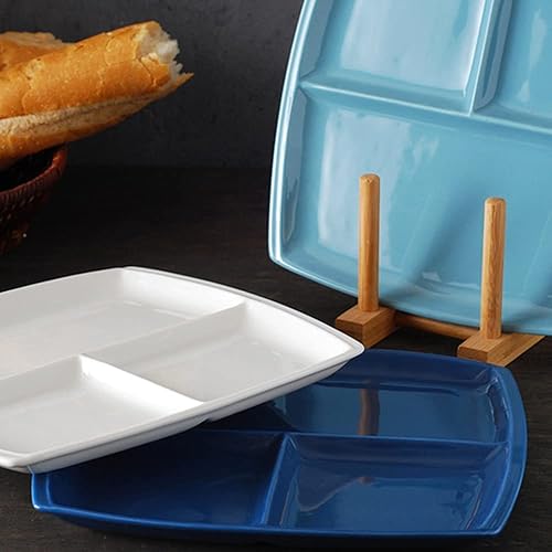 Miniatura 9 de Sizikato Juego de 4 platos llanos de porcelana blanca, plato dividido de 10 pulgadas