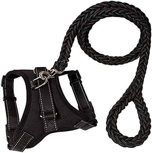 Dog Trust Heavy Duty Dog Leash Harness Collar Vest Set, Super Strong Handcrafted & Anti-Twist Safety Metal Clip, Adjustable Dog Basic Halter Martingale Braided Collar Pets Training Leads (L, Black (B0CBBTW361) Amazon Price History, Amazon Price Tracker