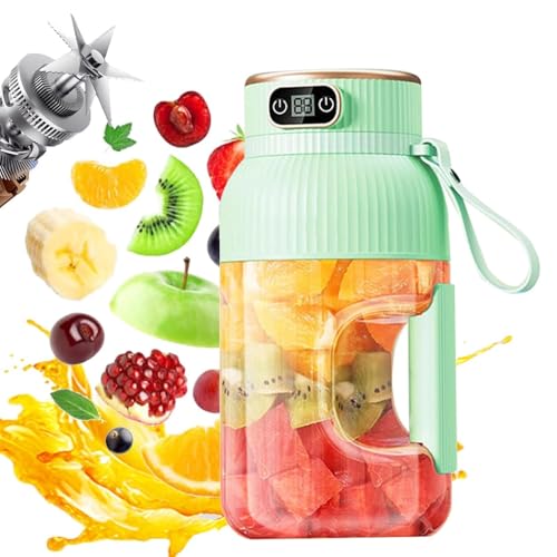 Licuadora Portátil Inteligente 2 En 1 Con Pantalla Digital Recargable Por USB De Gran Capacidad For Jugos Batidos Viajes Y Hogar(Green)