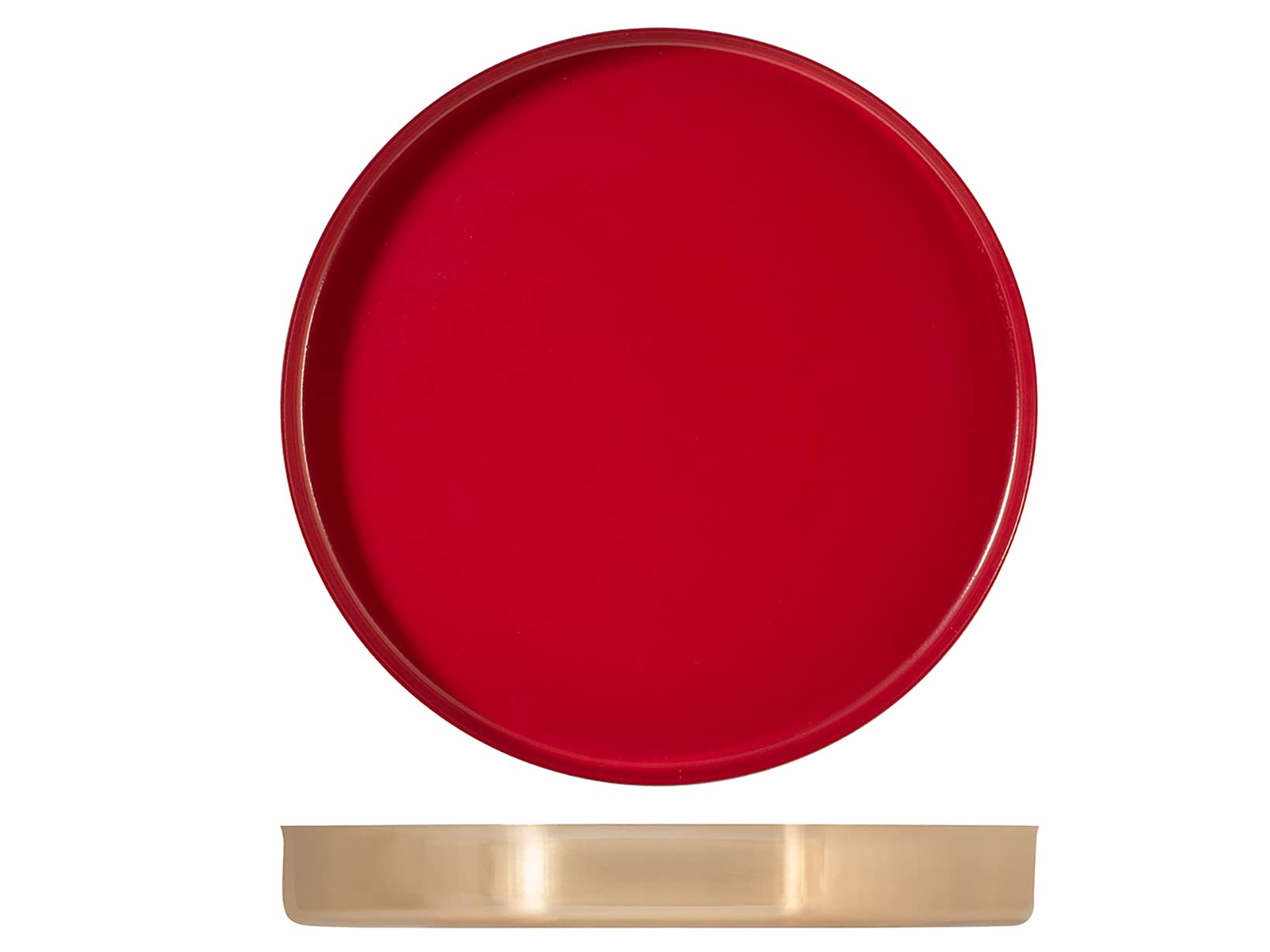 H&H Vassoio Inox Tondo Rosso Cm 35