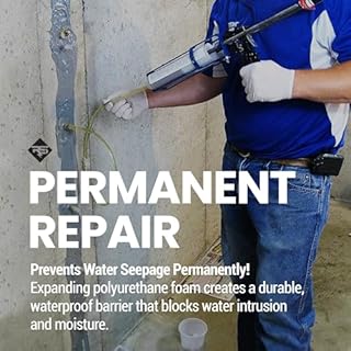 RadonSeal Complete DIY Foundation Crack Repair Kit - 10 Ft - Low-Viscosity Urethane Injection Sealant for Crawl Spaces & Concrete Basement Walls, Stops Water Leaks, Drill-Free Filler