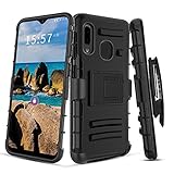 Aetech Phone Case for Samsung Galaxy A20 / Galaxy A30 / Galaxy A50 Case with Belt Clip Screen Protector Kickstand Heavy Duty for Women Men Girls Boys (Black)