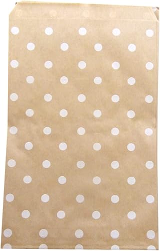 Miniatura 7 de N'icePackaging 20 bolsas decorativas de papel plano de regalo de 4 x 6 pulgadas, lunares blancos en bolsas de papel kraft marrón, para ventas,