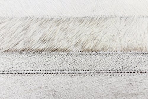 Bashian Santa Fe Collection H16 Hand Stitched Leather Area Rug, 4X6, Grey #TOP5