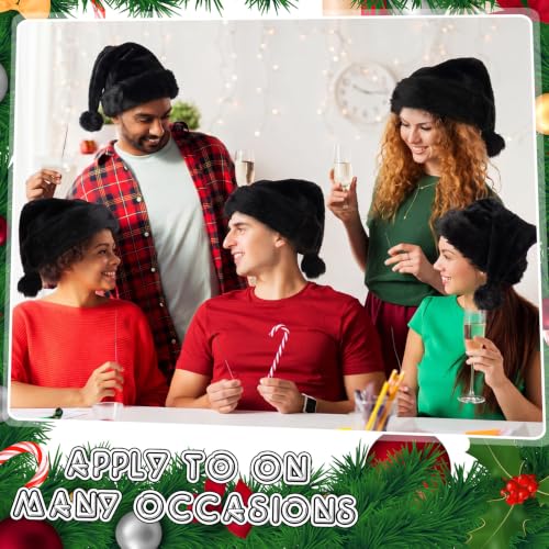 Image of Vicenpal 20 Pcs Santa Hats Bulk for Adults, Black, Classic