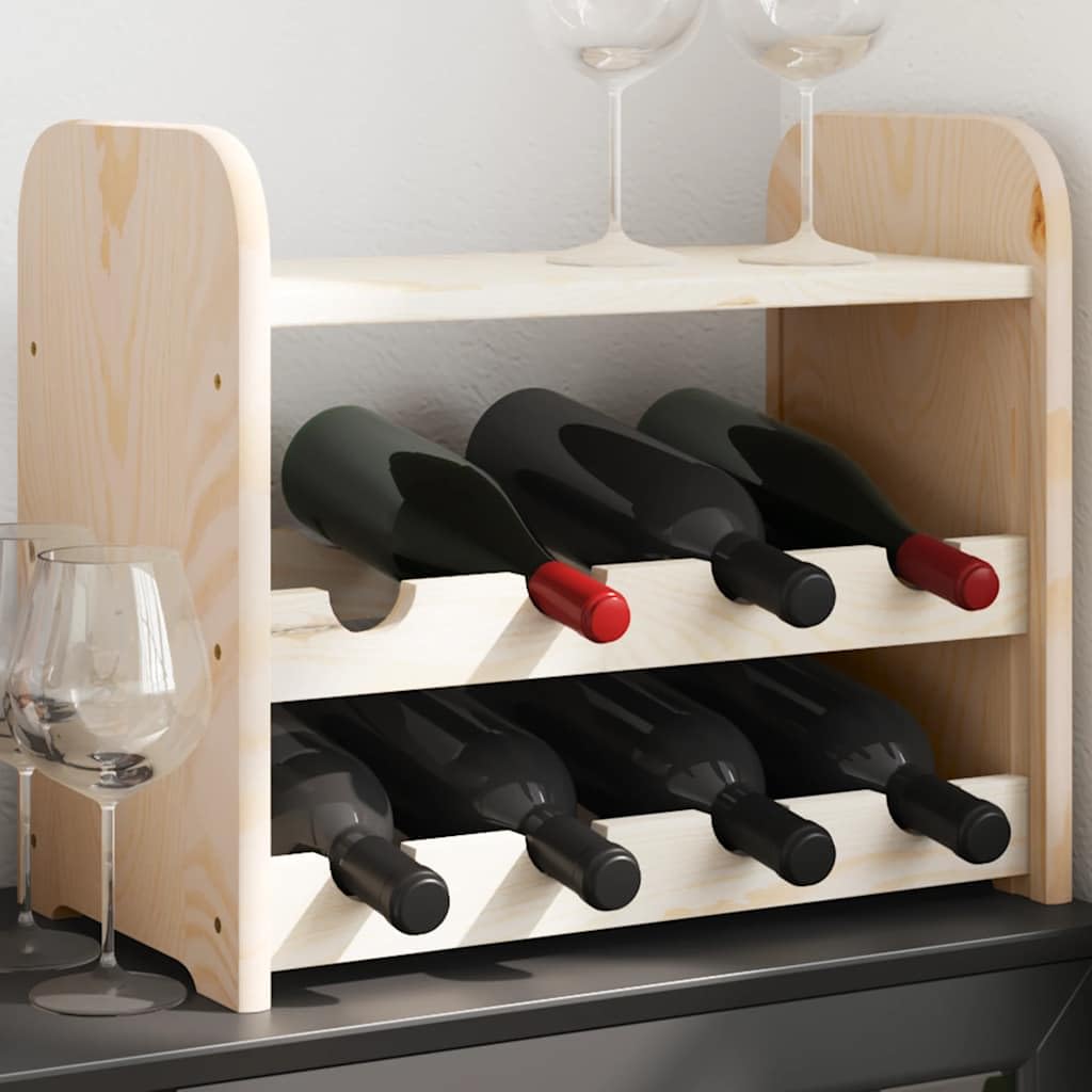 Weinregal mit Oberplatte aus massivem Kiefernholz, 43 x 25 x 37 cm, Flaschenregal für 8 Flaschen, Lagerung in Küche, Keller, Bar, Speisekammer und Esszimmer