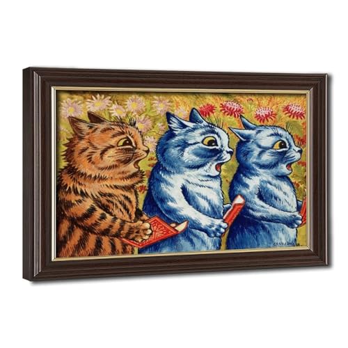Impression sur toile chats chantant Louis Wain décoration art