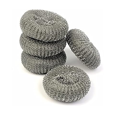 Hampine 6 Pack Galvanised Steel Scourers - Sponge Scrubbers Metal Steel Wool Scouring Pad - Stainless Steel Cleaner Cleaning Sponges Metal Scourer Wire Wool Sponge Scourer Cover