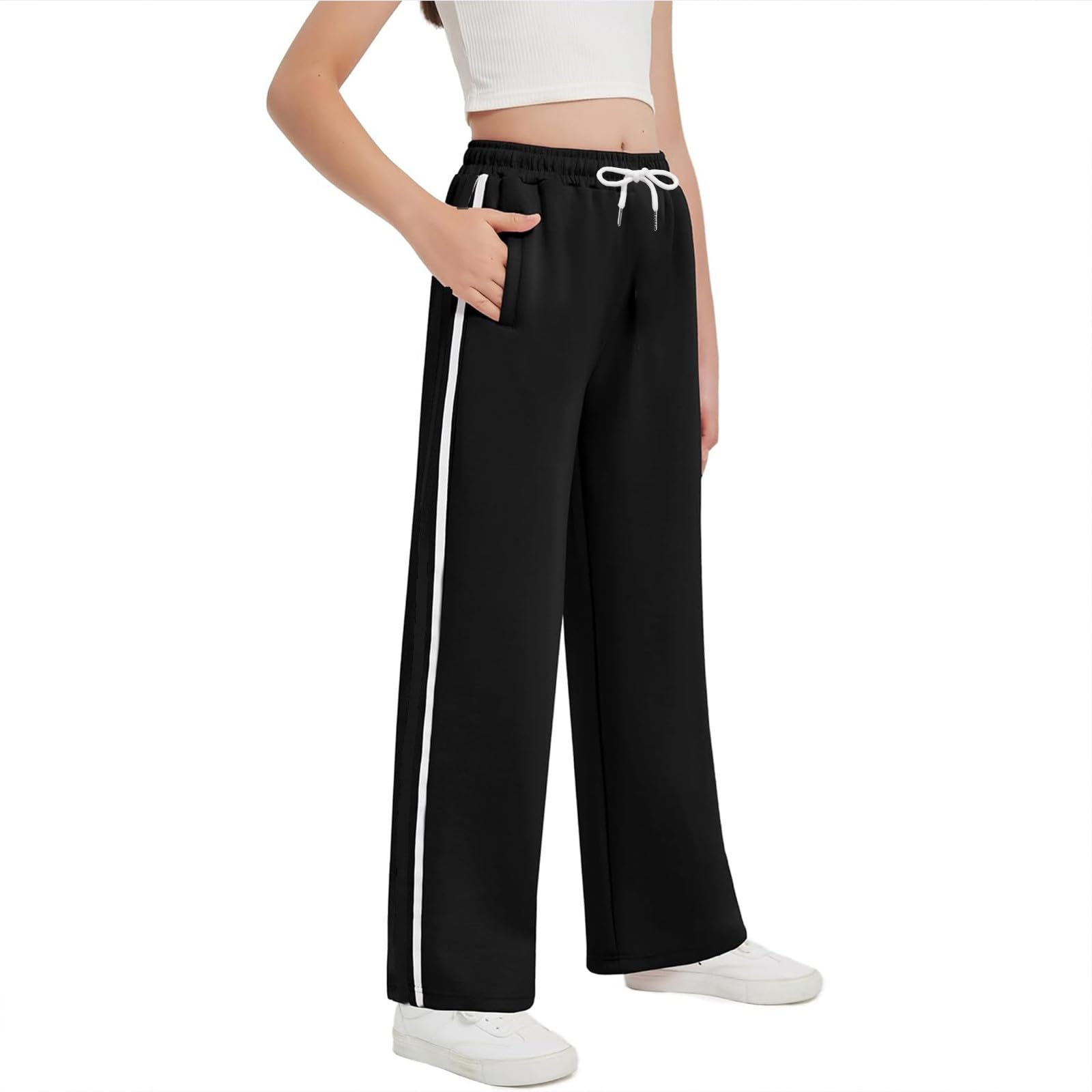 Generisch 2025 Broek voor Meisjes Casual Hoge Taille Trekkoord Losse