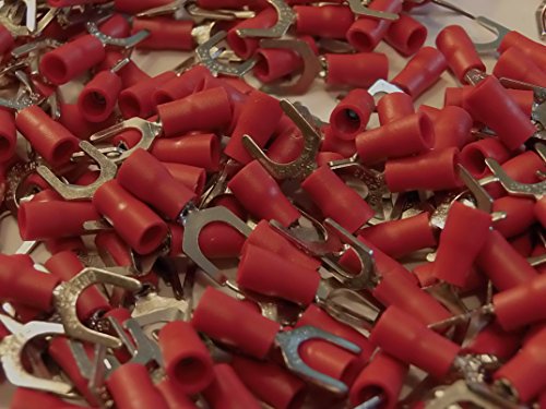 6.4 red fork terminal crimp connector ( for 6mm bolt or screw) 25 50 100 pack (25)