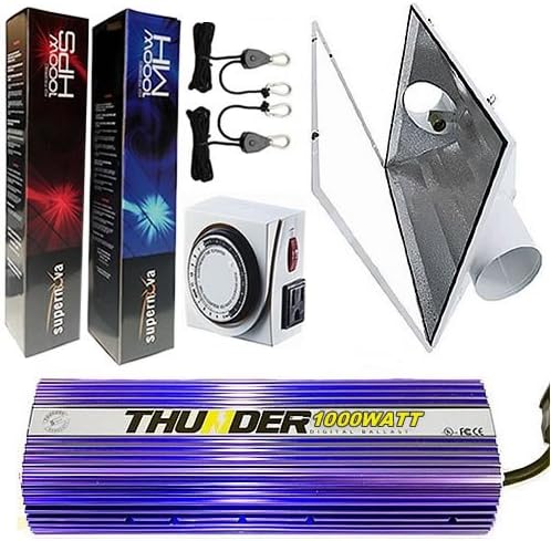 THUNDER (TM) GLK1000SLUX6 1000-Watt Light Digital Dimmable HPS MH Grow Light System for Plants with Sunlux 6-Inch Reflector (XL) - 5 Year Manufacturer Warranty