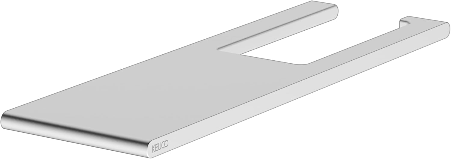 KEUCO Edition 400 Toilet Roll Holder with Shelf, Open Shape, Chrome-Plated Metal, Made in Germany, Rigid, Includes Screws and Dowels, Toilet Paper Holder for Drilling